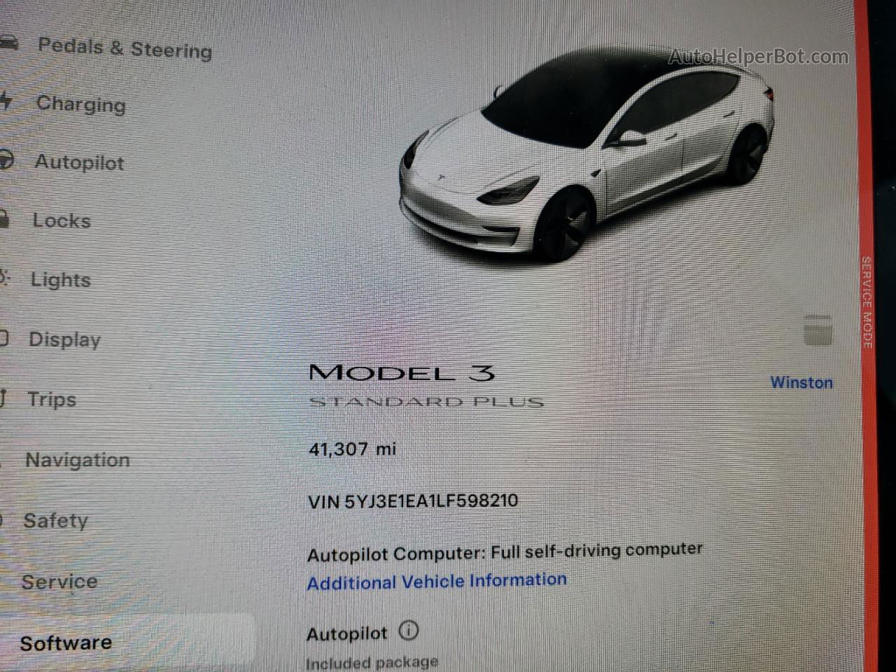 2020 Tesla Model 3  Белый vin: 5YJ3E1EA1LF598210