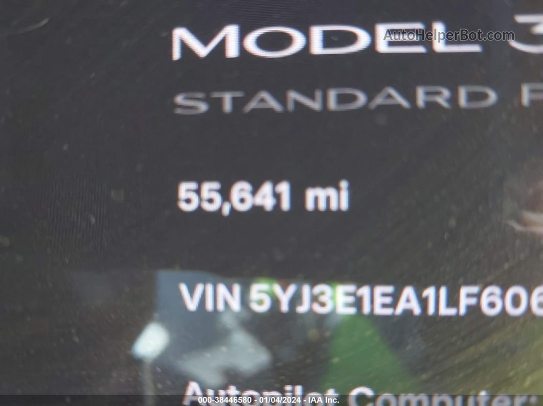 2020 Tesla Model 3 Standard Range Plus Rear-wheel Drive/standard Range Rear-wheel Drive Черный vin: 5YJ3E1EA1LF606712