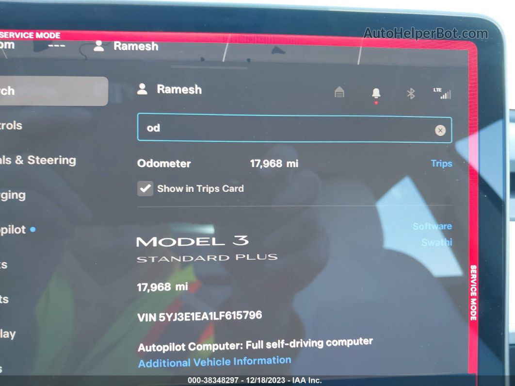 2020 Tesla Model 3   Burgundy vin: 5YJ3E1EA1LF615796