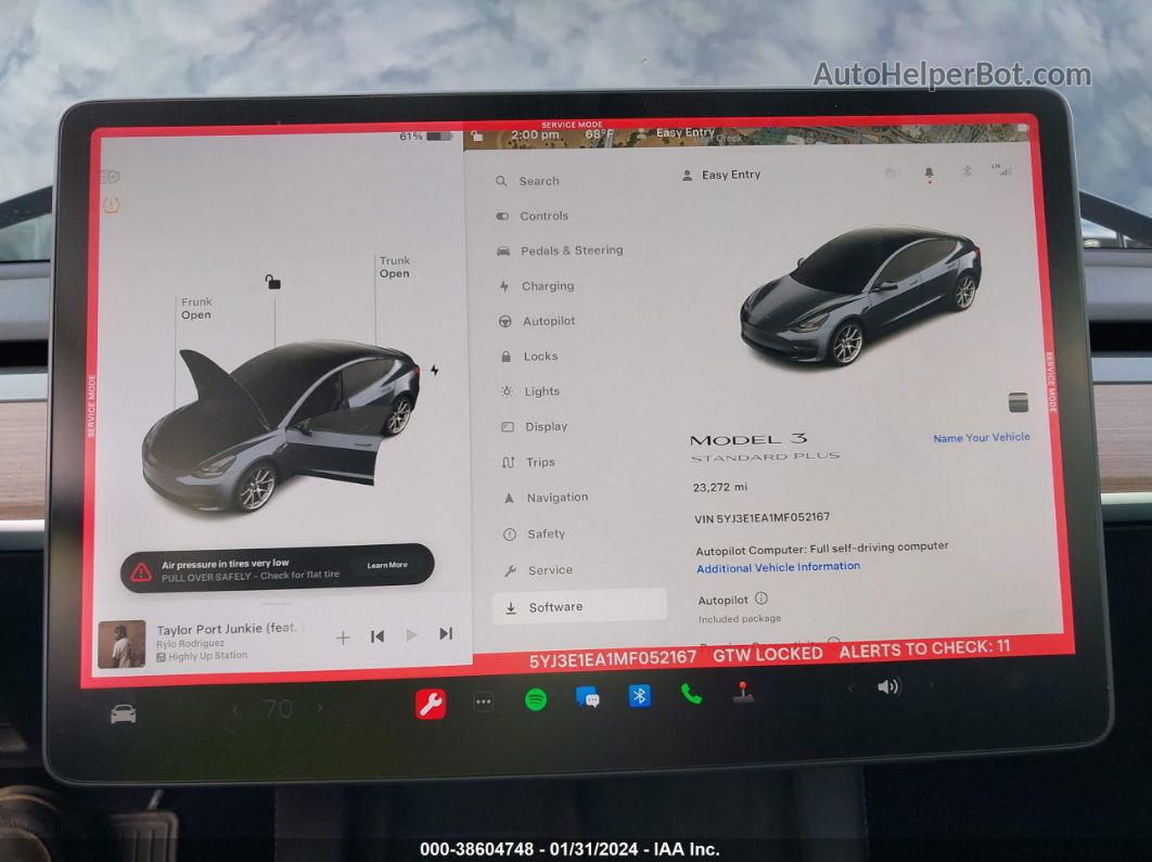 2021 Tesla Model 3 Standard Range Plus Rear-wheel Drive Серый vin: 5YJ3E1EA1MF052167