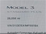2021 Tesla Model 3 Standard Range Plus Rear-wheel Drive White vin: 5YJ3E1EA1MF100184