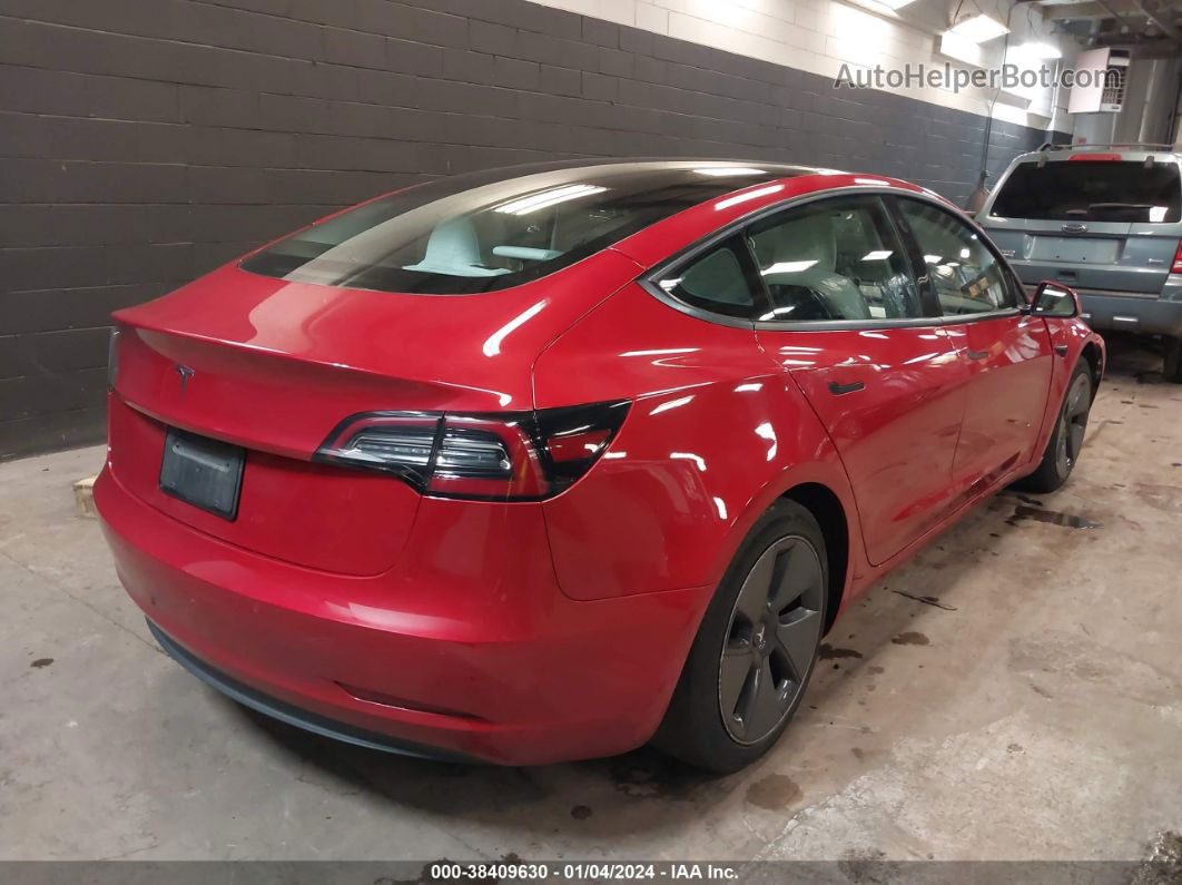 2021 Tesla Model 3 Standard Range Plus Rear-wheel Drive Red vin: 5YJ3E1EA1MF838275