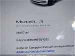 2021 Tesla Model 3 Standard Range Plus Rear-wheel Drive White vin: 5YJ3E1EA1MF854332