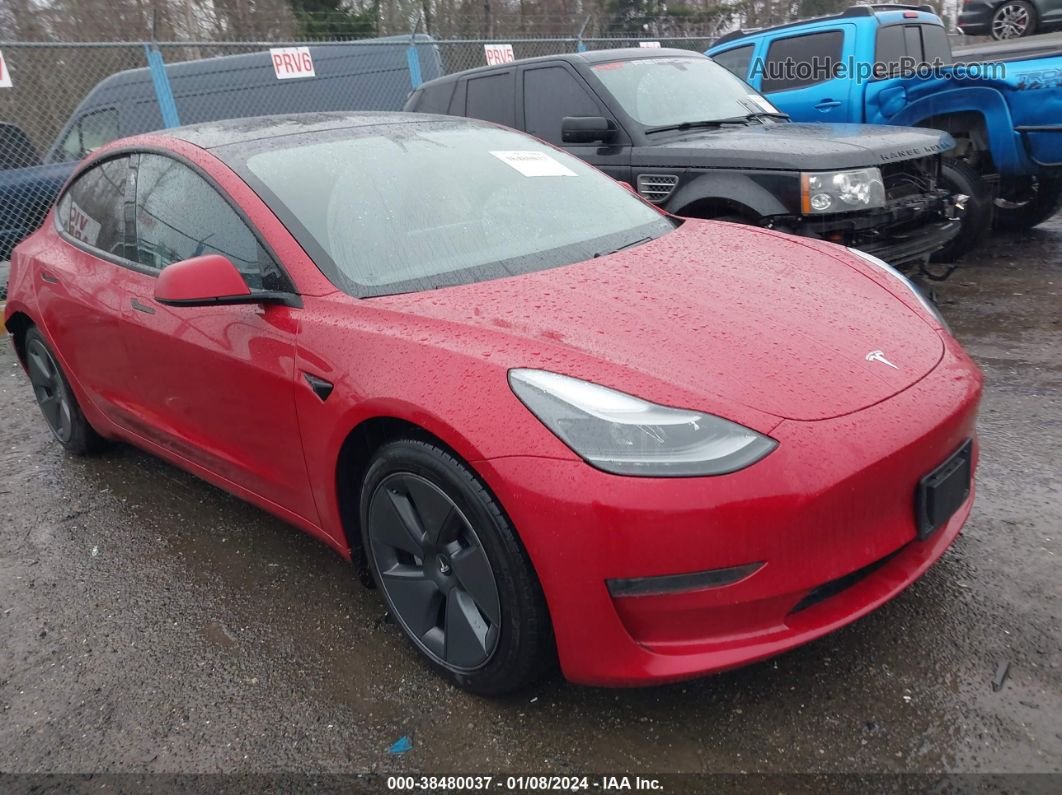 2021 Tesla Model 3 Standard Range Plus Rear-wheel Drive Red vin: 5YJ3E1EA1MF878386