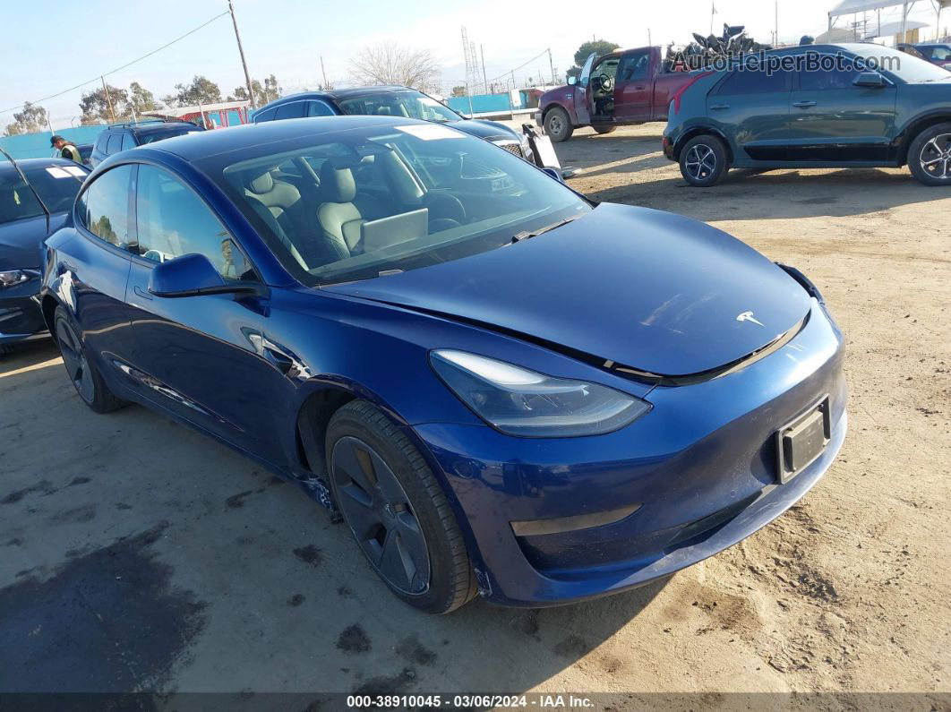 2021 Tesla Model 3 Standard Range Plus Rear-wheel Drive Blue vin: 5YJ3E1EA1MF939459