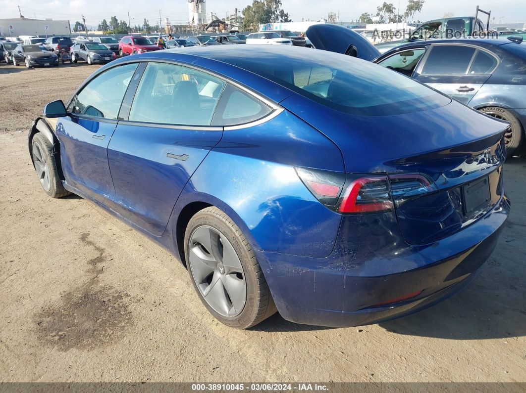 2021 Tesla Model 3 Standard Range Plus Rear-wheel Drive Blue vin: 5YJ3E1EA1MF939459