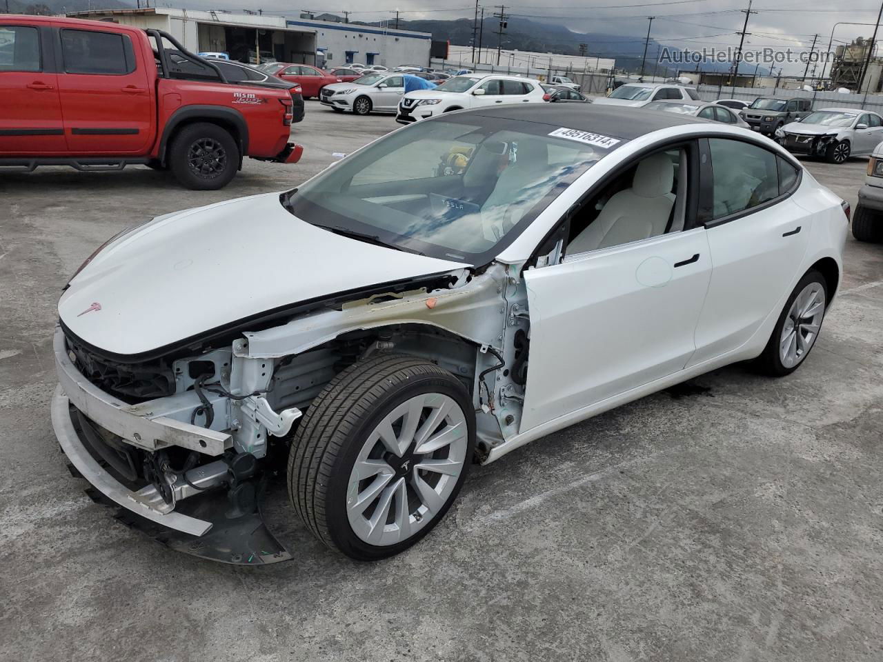 2022 Tesla Model 3  White vin: 5YJ3E1EA1NF154733