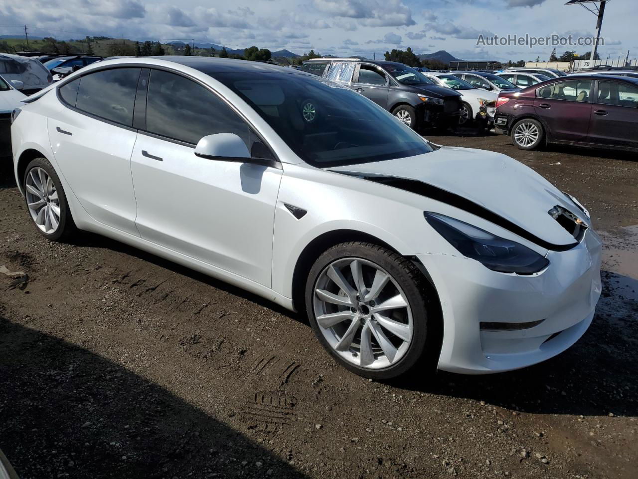 2022 Tesla Model 3  White vin: 5YJ3E1EA1NF202859