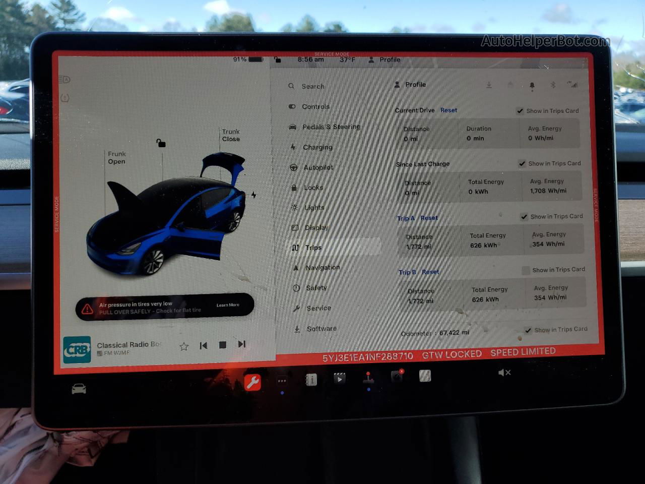 2022 Tesla Model 3  Синий vin: 5YJ3E1EA1NF288710