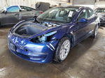 2022 Tesla Model 3  Blue vin: 5YJ3E1EA1NF368931