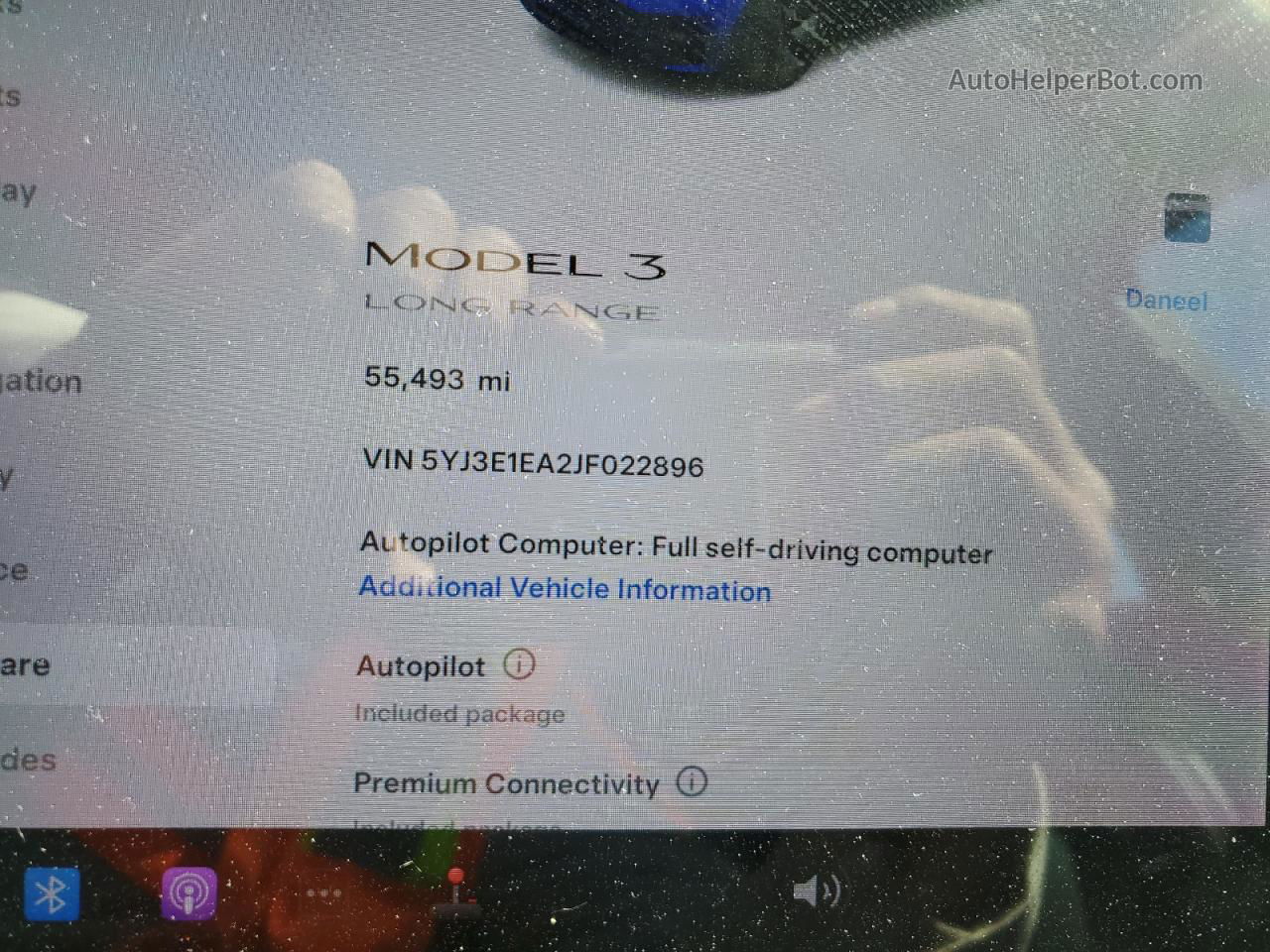 2018 Tesla Model 3  Синий vin: 5YJ3E1EA2JF022896