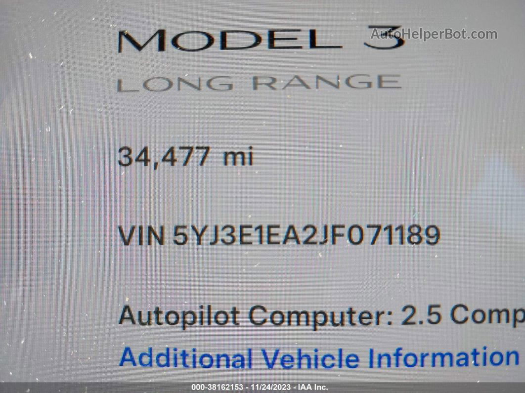 2018 Tesla Model 3 Long Range/mid Range Black vin: 5YJ3E1EA2JF071189