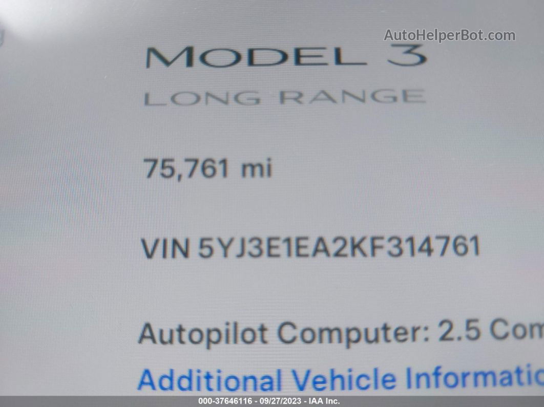 2019 Tesla Model 3 Standard Range/standard Range Plus/long Range/mid Range Черный vin: 5YJ3E1EA2KF314761