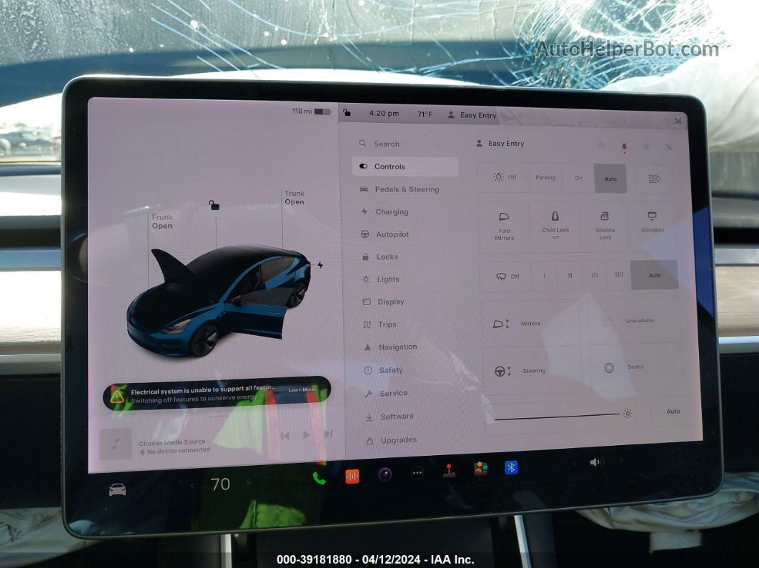 2019 Tesla Model 3 Черный vin: 5YJ3E1EA2KF426721