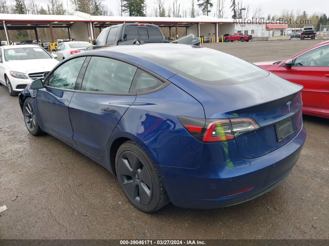 2021 Tesla Model 3 Standard Range Plus Rear-wheel Drive Blue vin: 5YJ3E1EA2MF091785