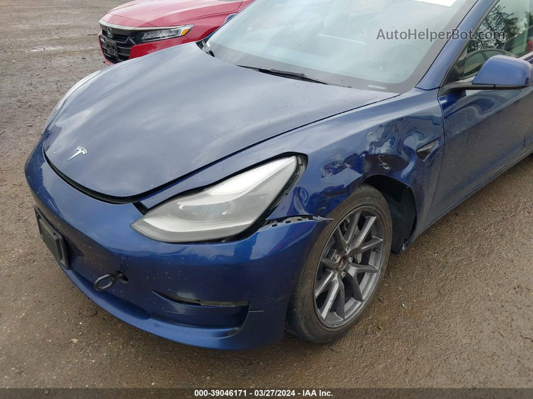 2021 Tesla Model 3 Standard Range Plus Rear-wheel Drive Blue vin: 5YJ3E1EA2MF091785