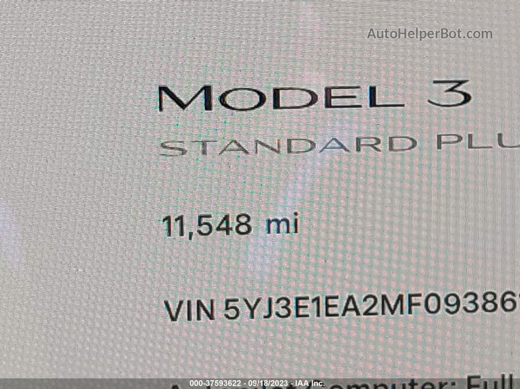 2021 Tesla Model 3 Standard Range Plus Rear-wheel Drive Black vin: 5YJ3E1EA2MF093861