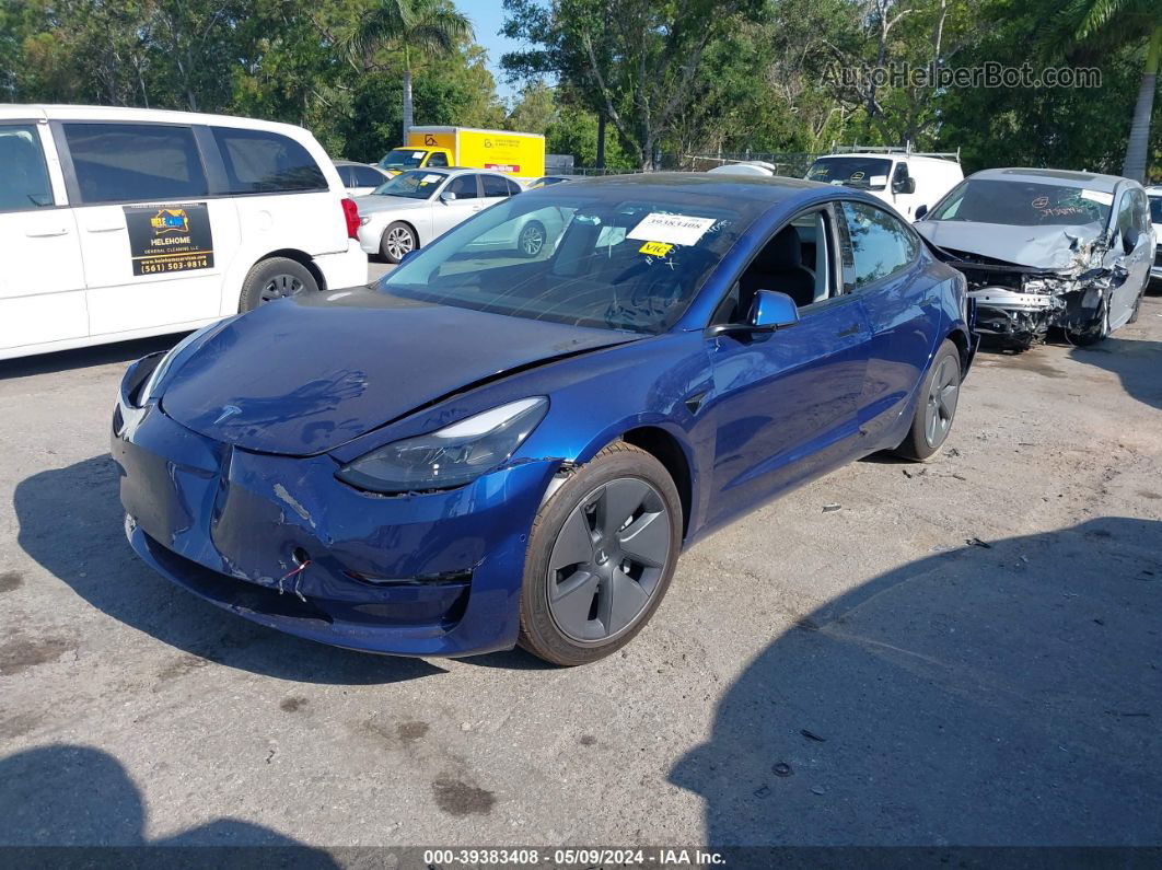 2021 Tesla Model 3 Standard Range Plus Rear-wheel Drive Blue vin: 5YJ3E1EA2MF094055