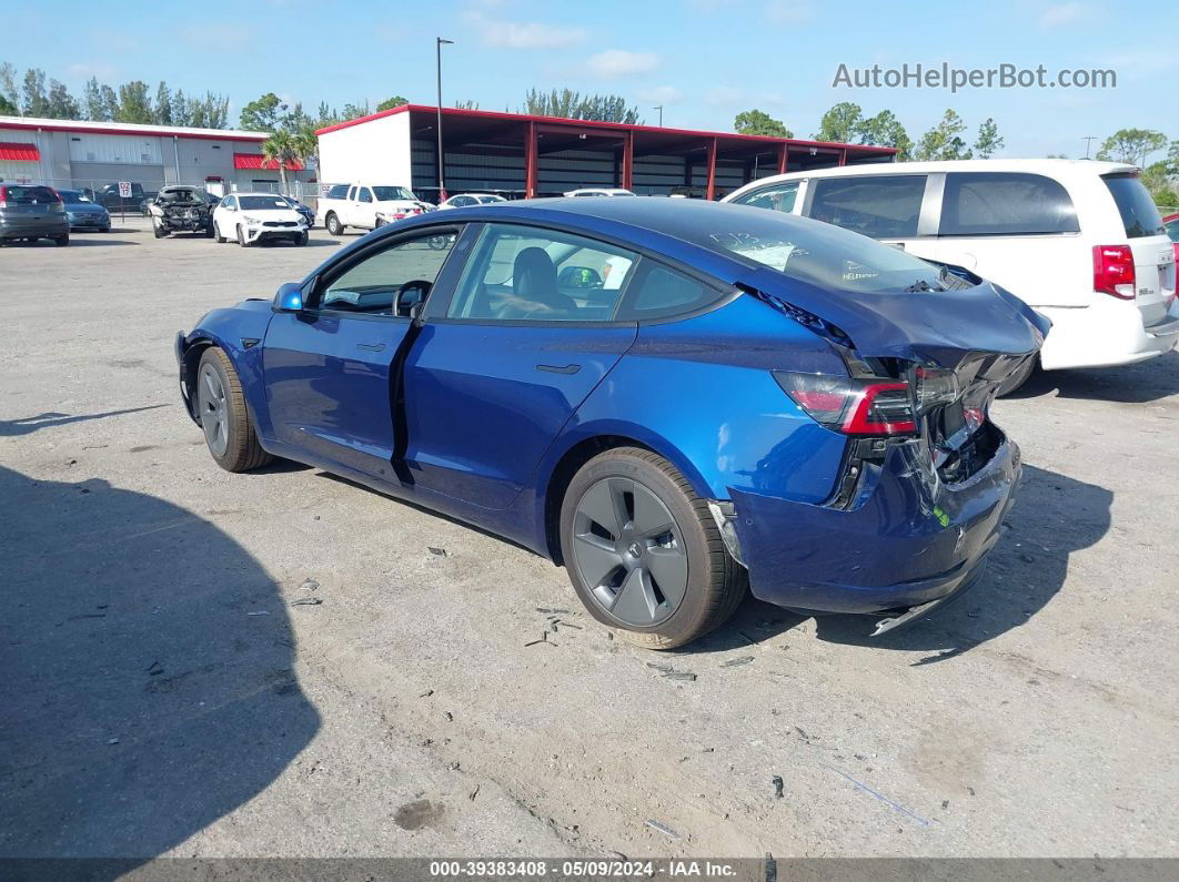 2021 Tesla Model 3 Standard Range Plus Rear-wheel Drive Blue vin: 5YJ3E1EA2MF094055