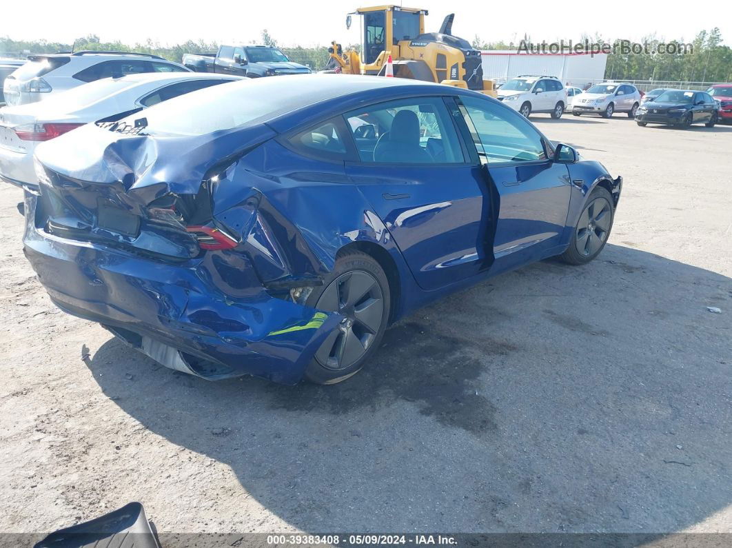 2021 Tesla Model 3 Standard Range Plus Rear-wheel Drive Blue vin: 5YJ3E1EA2MF094055