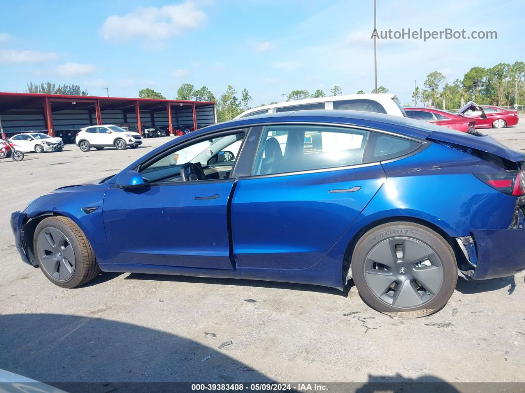 2021 Tesla Model 3 Standard Range Plus Rear-wheel Drive Blue vin: 5YJ3E1EA2MF094055