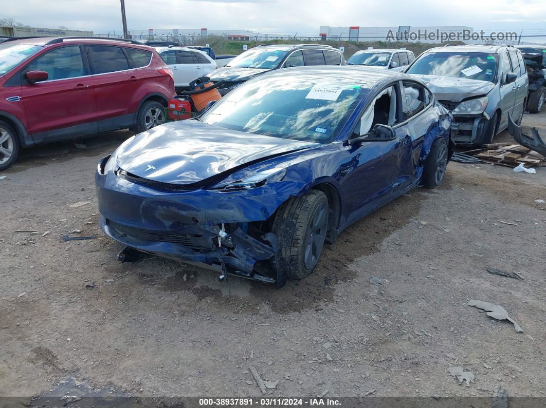 2021 Tesla Model 3 Standard Range Plus Rear-wheel Drive Синий vin: 5YJ3E1EA2MF094993