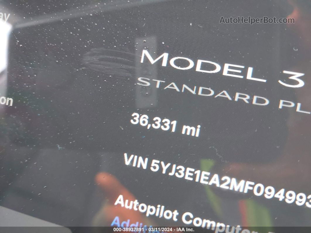 2021 Tesla Model 3 Standard Range Plus Rear-wheel Drive Синий vin: 5YJ3E1EA2MF094993