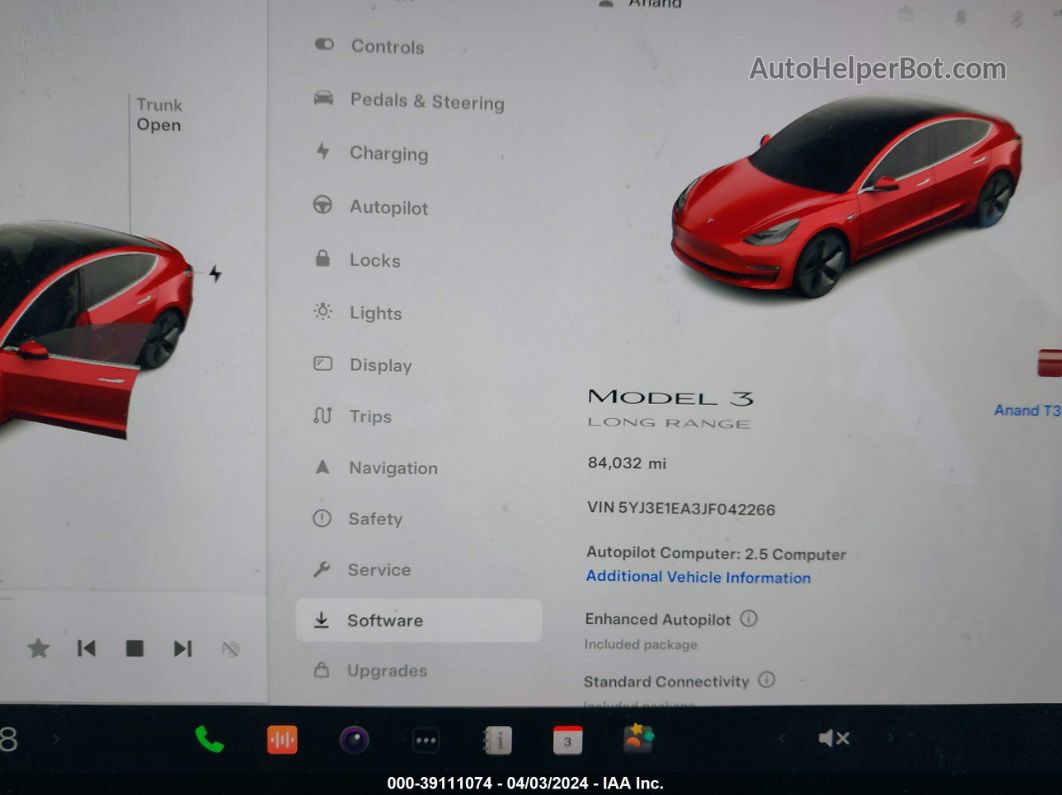 2018 Tesla Model 3   Красный vin: 5YJ3E1EA3JF042266