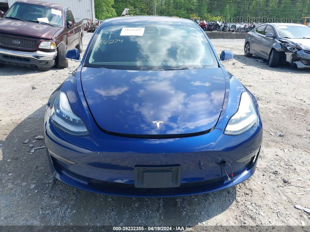2018 Tesla Model 3 Long Range/mid Range Blue vin: 5YJ3E1EA3JF154274