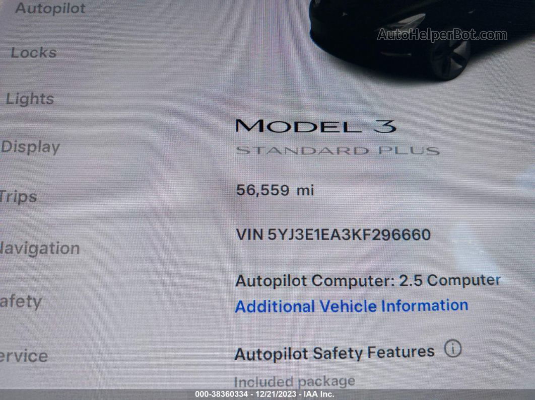 2019 Tesla Model 3 Long Range/mid Range/standard Range/standard Range Plus Черный vin: 5YJ3E1EA3KF296660