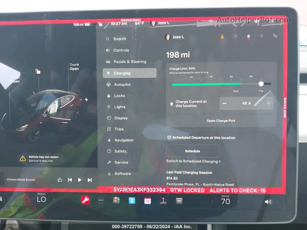 2019 Tesla Model 3   Красный vin: 5YJ3E1EA3KF332394