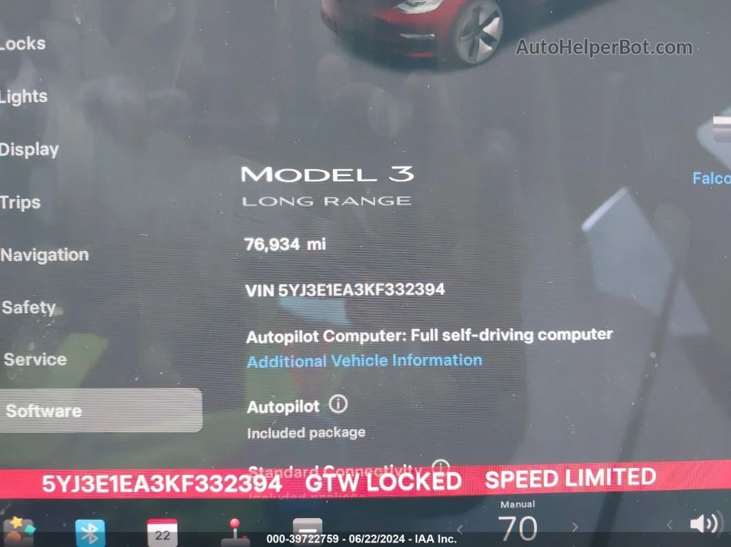 2019 Tesla Model 3   Красный vin: 5YJ3E1EA3KF332394