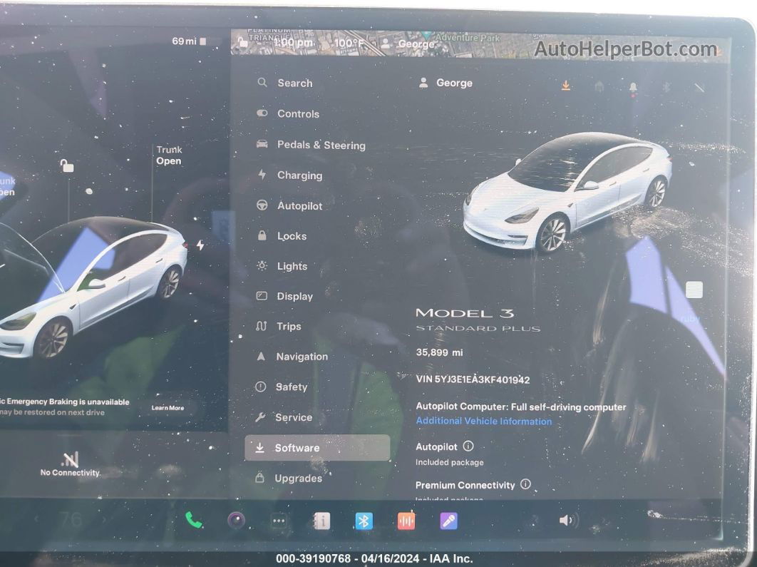 2019 Tesla Model 3 Long Range/mid Range/standard Range/standard Range Plus Gray vin: 5YJ3E1EA3KF401942