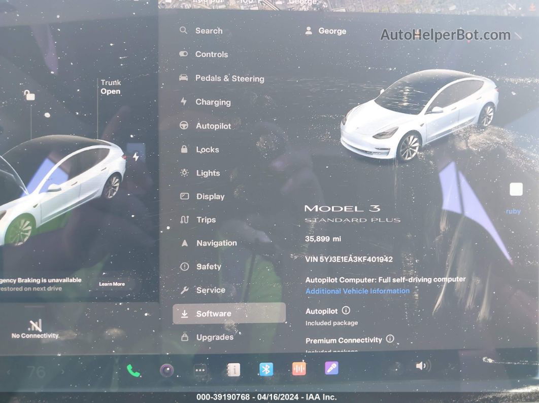 2019 Tesla Model 3 Long Range/mid Range/standard Range/standard Range Plus Gray vin: 5YJ3E1EA3KF401942