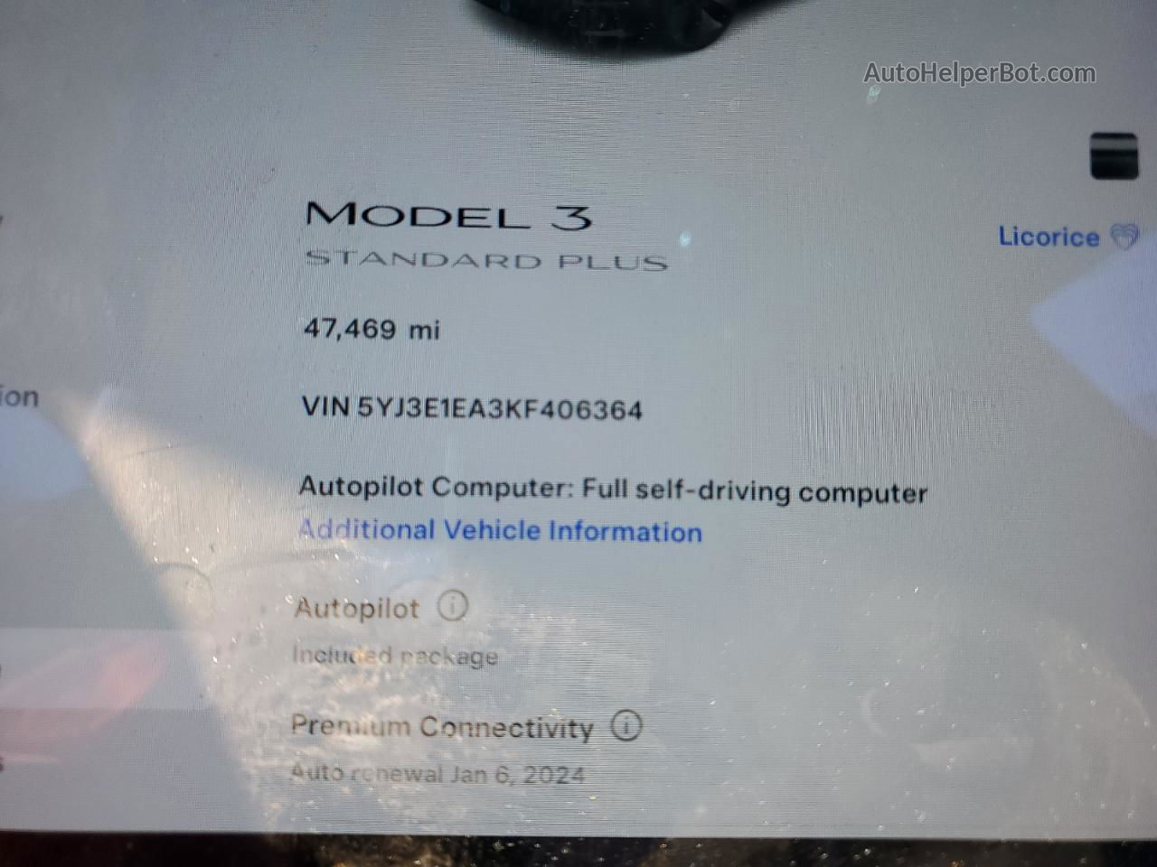 2019 Tesla Model 3  Black vin: 5YJ3E1EA3KF406364