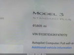 2019 Tesla Model 3 Range Blue vin: 5YJ3E1EA3KF476172