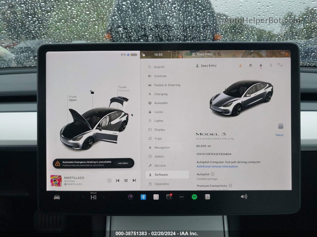 2020 Tesla Model 3 Standard Range Plus Rear-wheel Drive/standard Range Rear-wheel Drive Серый vin: 5YJ3E1EA3LF634804