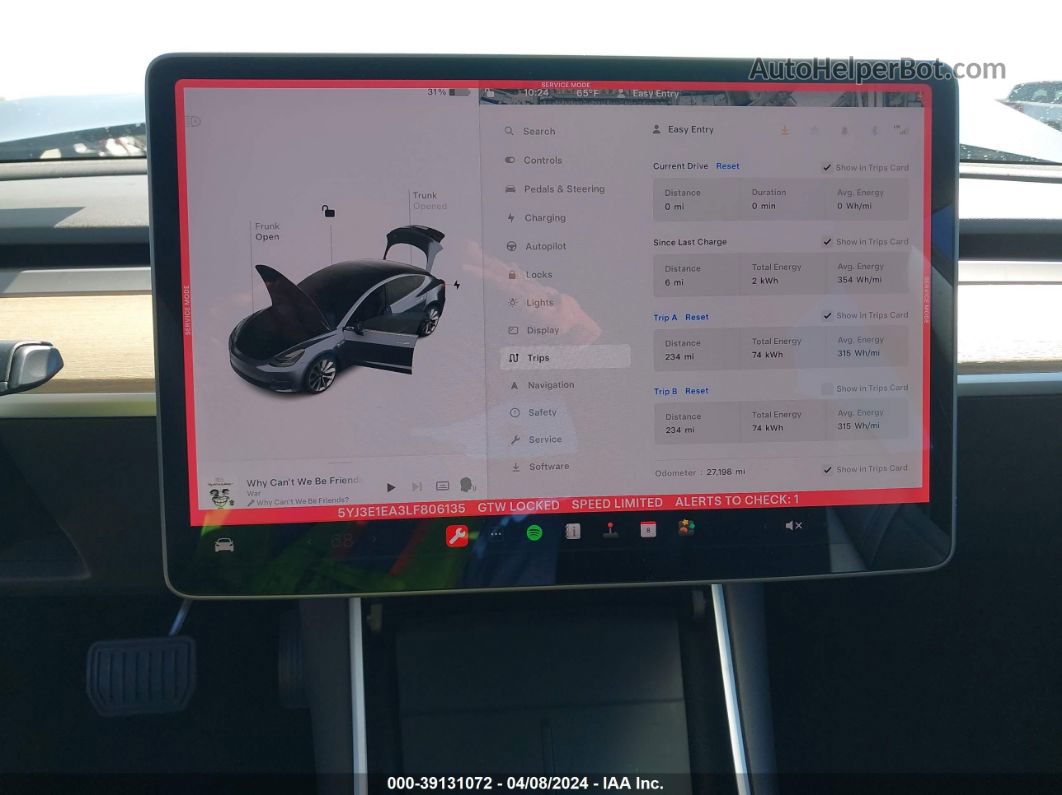 2020 Tesla Model 3 Standard Range Plus Rear-wheel Drive/standard Range Rear-wheel Drive Gray vin: 5YJ3E1EA3LF806135