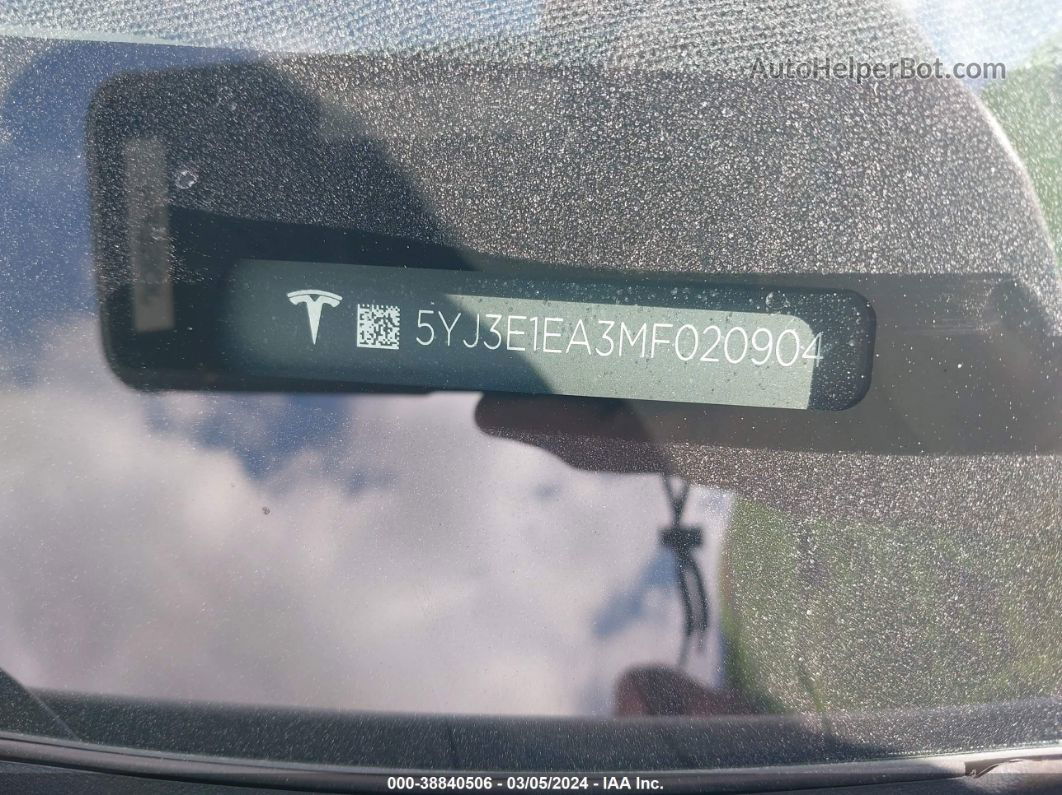 2021 Tesla Model 3 Standard Range Plus Rear-wheel Drive Белый vin: 5YJ3E1EA3MF020904