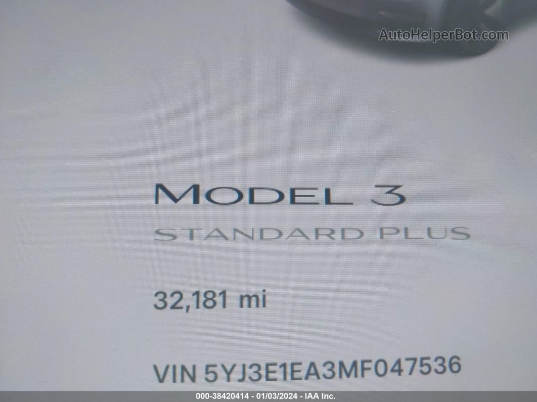 2021 Tesla Model 3 Standard Range Plus Rear-wheel Drive Серый vin: 5YJ3E1EA3MF047536