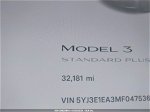 2021 Tesla Model 3 Standard Range Plus Rear-wheel Drive Gray vin: 5YJ3E1EA3MF047536