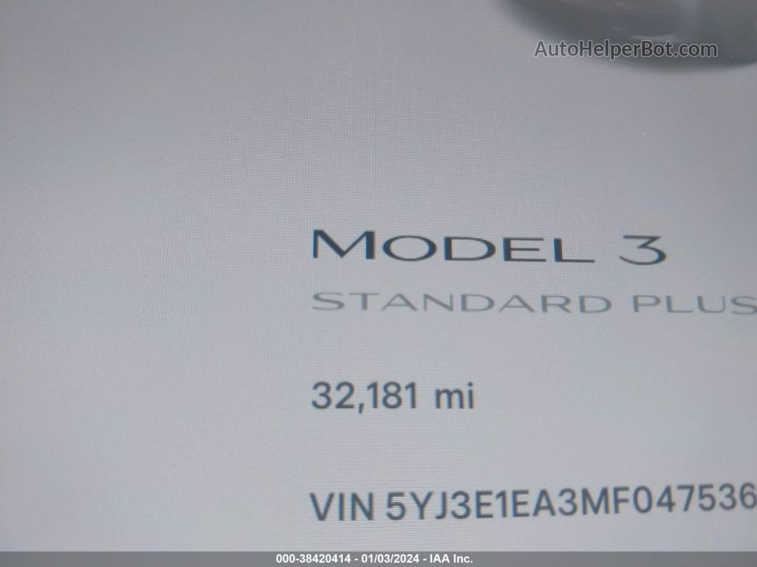 2021 Tesla Model 3 Standard Range Plus Rear-wheel Drive Gray vin: 5YJ3E1EA3MF047536