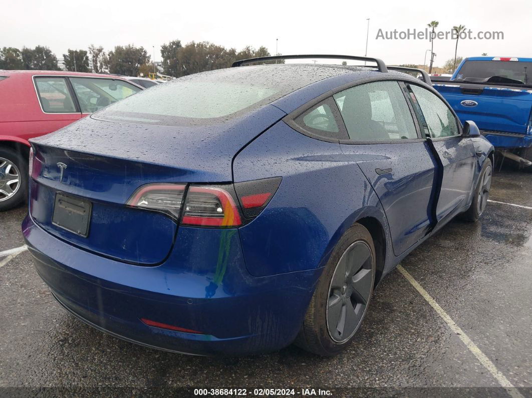 2021 Tesla Model 3 Standard Range Plus Rear-wheel Drive Blue vin: 5YJ3E1EA3MF093917