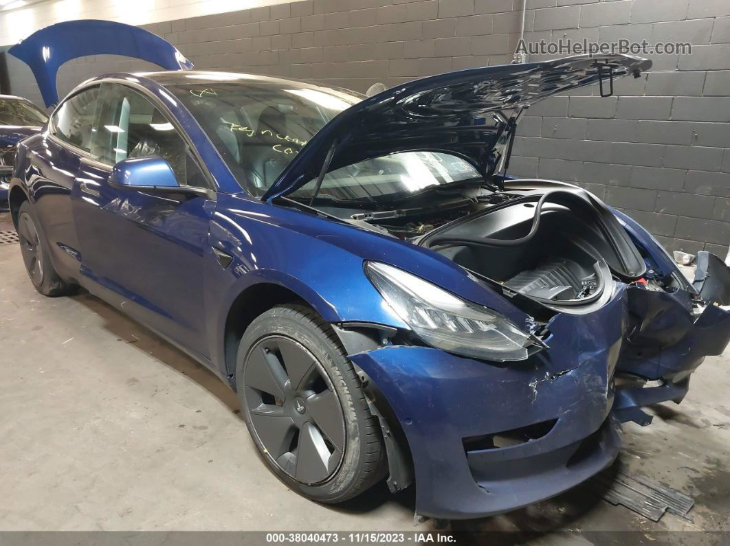 2021 Tesla Model 3 Standard Range Plus Blue vin: 5YJ3E1EA3MF857748