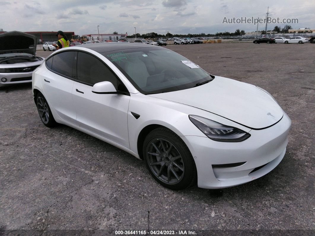 2021 Tesla Model 3 Standard Range Plus White vin: 5YJ3E1EA3MF858866