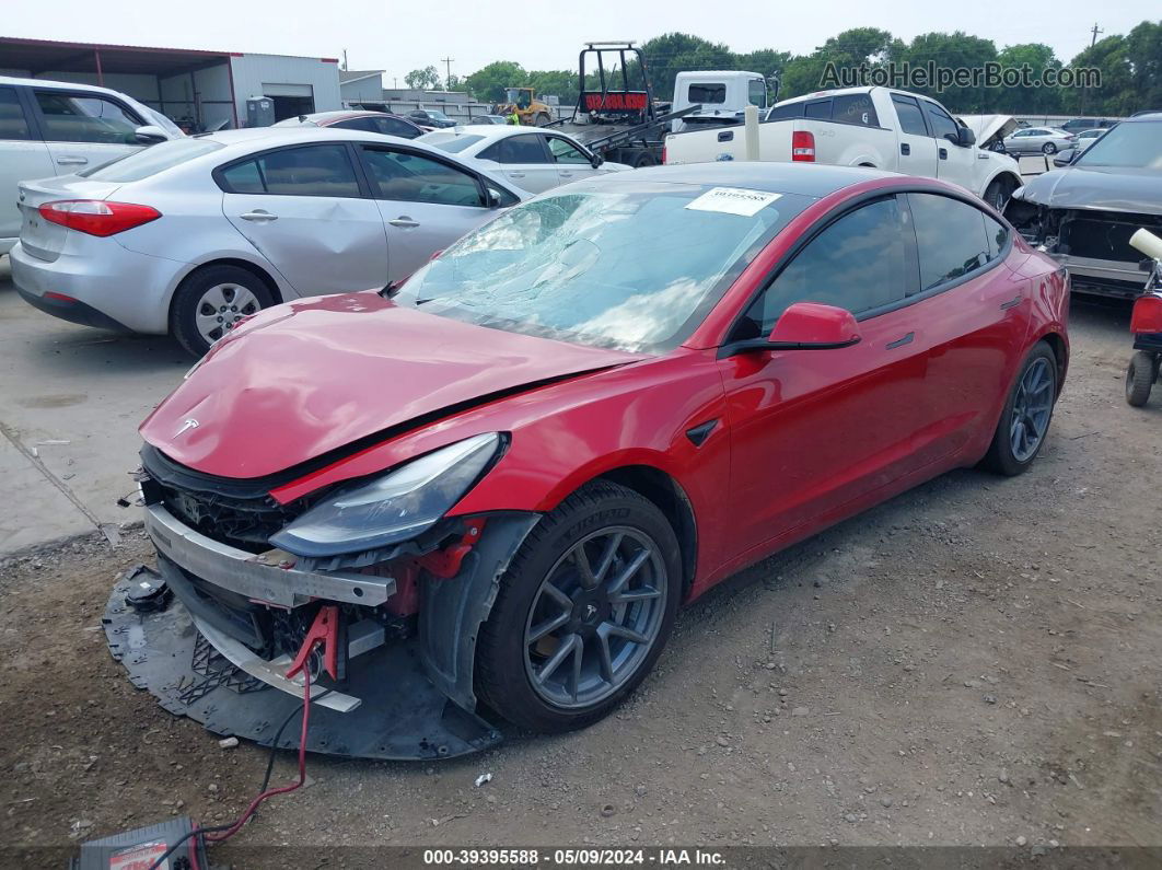 2021 Tesla Model 3 Standard Range Plus Rear-wheel Drive Red vin: 5YJ3E1EA3MF870192