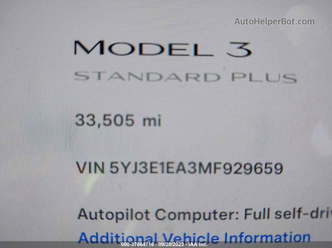 2021 Tesla Model 3 Standard Range Plus Белый vin: 5YJ3E1EA3MF929659