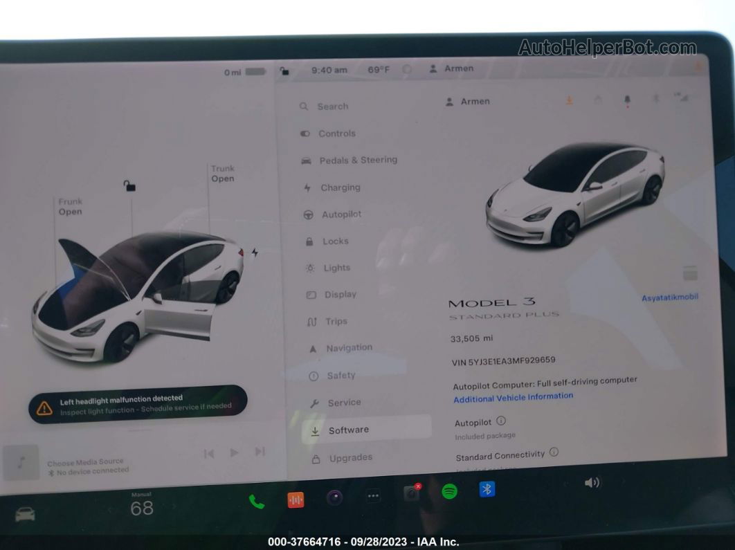 2021 Tesla Model 3 Standard Range Plus Белый vin: 5YJ3E1EA3MF929659