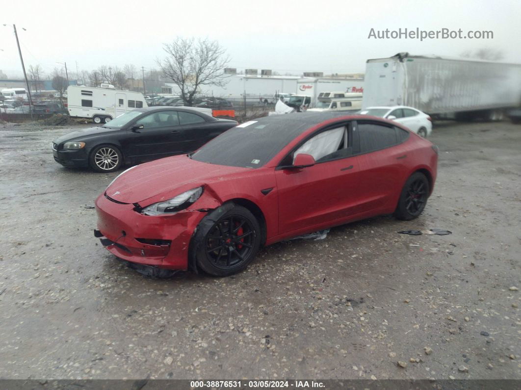 2021 Tesla Model 3 Standard Range Plus Rear-wheel Drive Red vin: 5YJ3E1EA3MF964685