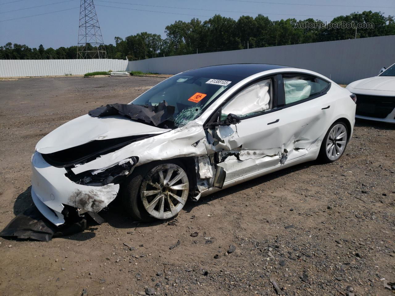 2022 Tesla Model 3  White vin: 5YJ3E1EA3NF287445